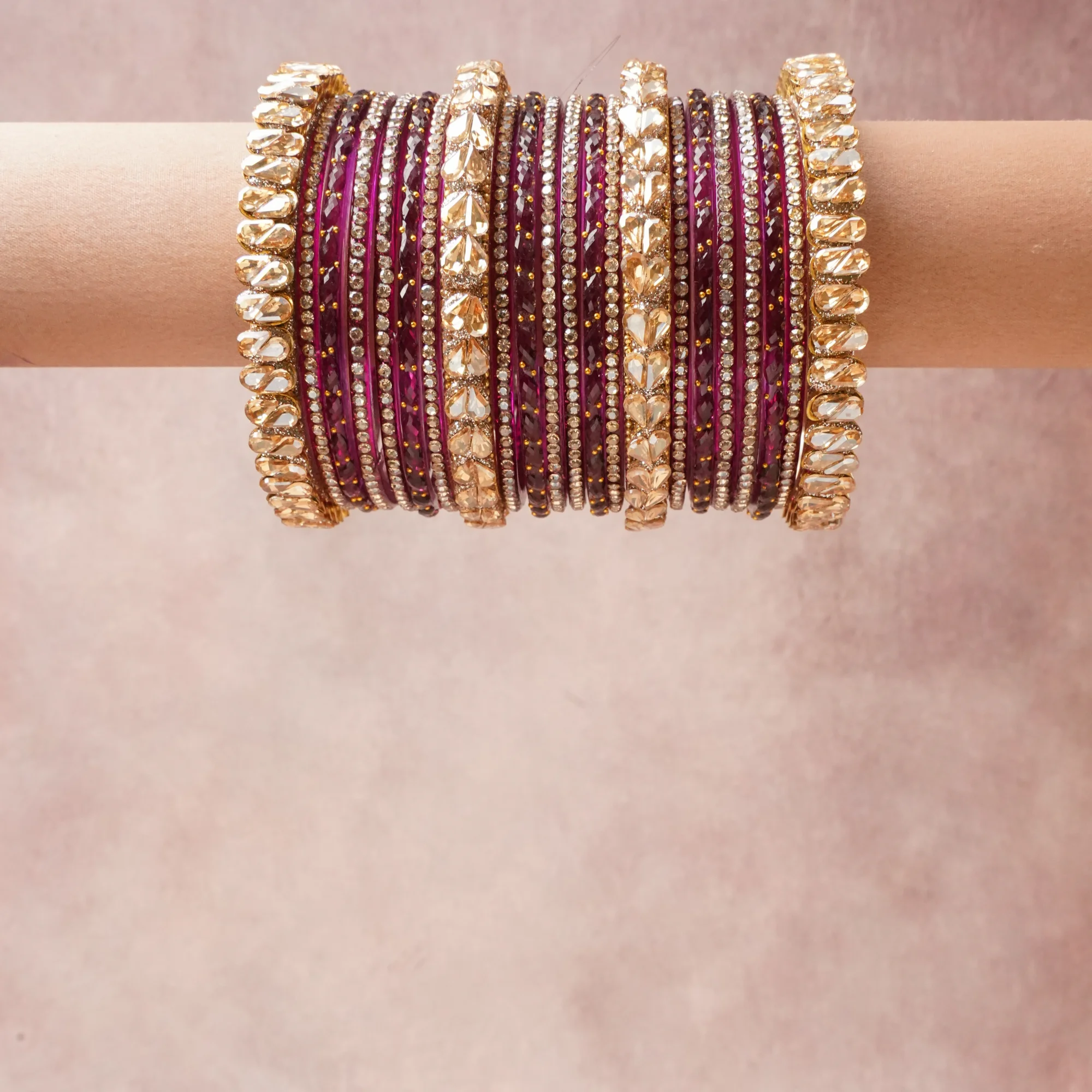 A commanding Deep Plum anchors this beautiful set, enriched with accents of Champagne, Clear, Gold, Black that add depth and dimension.

Featuring a striking composition of Gold-Plated Metal Alloy, Glass Crystals, Crystal Rhinestones, Resin, this set carries intricate craftsmanship and strong presence. Grand in form, it is created for moments that deserve to be marked.